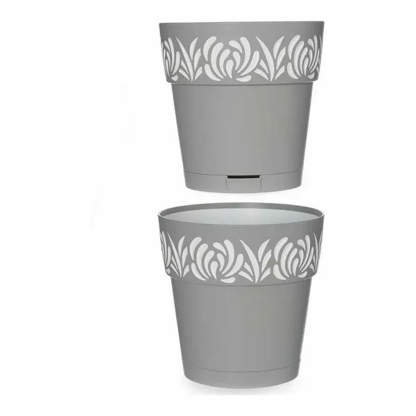 Self-watering flowerpot Stefanplast Gaia Grey 15 x 15 x 15 cm White Plastic (12 Units)
