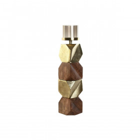 Candleholder DKD Home Decor Brown Golden Aluminium Crystal Mango wood 10 x 10 x 51,5 cm