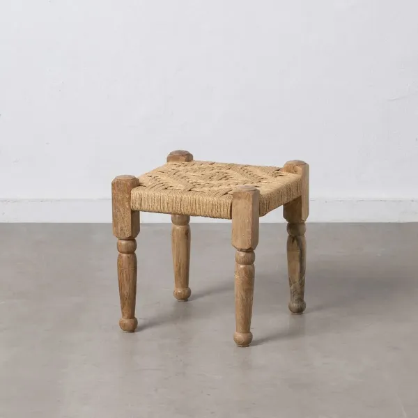 Bench Wood 40 x 40 x 40 cm Natural Fibre
