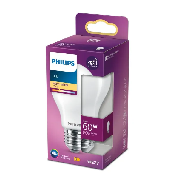 LED lamp Philips Equivalent E27 60 W E (2700 K)