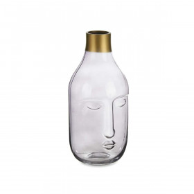 Vase Face Grey Glass 11 x 24,5 x 12 cm (6 Units)