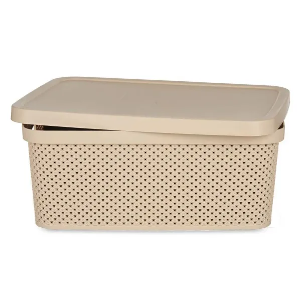 Storage Box with Lid Beige Plastic 13 L 28 x 15 x 39 cm (12 Units)