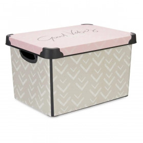 Storage Box with Lid Vibes Arrows Pink Plastic 17 L 28 x 22 x 37 cm (12 Units)