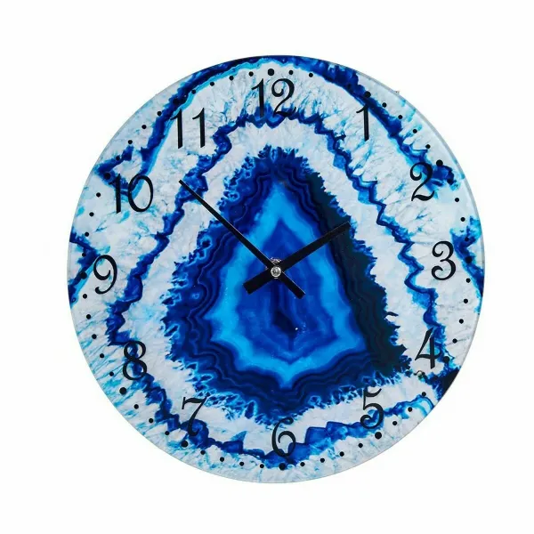 Wall Clock Marble Blue Crystal 30 x 4 x 30 cm (4 Units)