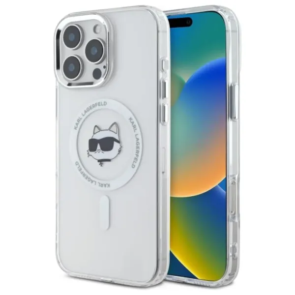 Karl Lagerfeld IML Metal Choupette Head MagSafe - Case for iPhone 16 Pro Max (white)