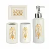 Bath Set White Golden Ceramic (12 Units)