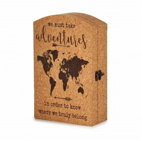Key cupboard World Map Brown Cork MDF Wood 20 x 7,5 x 29 cm (6 Units)