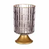 LED Lantern Grey Golden Glass 10,7 x 18 x 10,7 cm (6 Units)