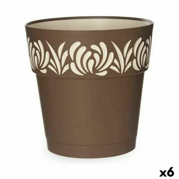 Self-watering flowerpot Stefanplast Gaia Brown Plastic 25 x 25 x 25 cm (6 Units)