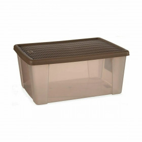 Storage Box with Lid Stefanplast Elegance Brown Plastic 29 x 17 x 39 cm (6 Units)