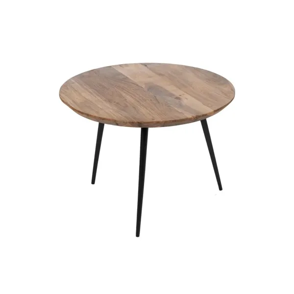 Set of 3 tables Wood Metal Iron Acacia 50 x 50 x 45 cm