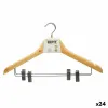 Set of Clothes Hangers Clamps Brown Silver Wood Metal 44,5 x 1,5 x 24,5 cm (24 Units)