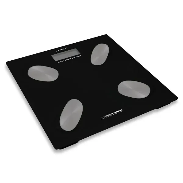 Digital Bathroom Scales Esperanza EBS022K Black Tempered glass