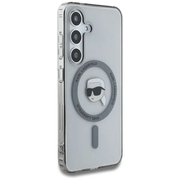 Karl Lagerfeld Button Karl Head Printed Logo MagSafe - Case for Samsung Galaxy S25 (Black)