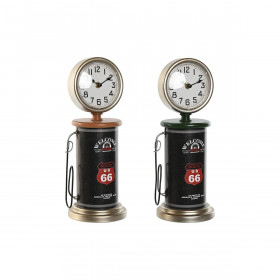 Table clock Home ESPRIT Black Green Orange Metal polypropylene Vintage 13 x 13 x 35 cm (2 Units)