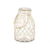 Candleholder Tin White Transparent Glass Rope 17 x 25 cm (4 Units)
