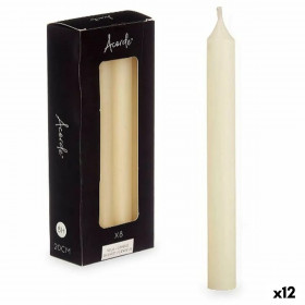Candle Set Cream 2 x 2 x 20 cm (12 Units)