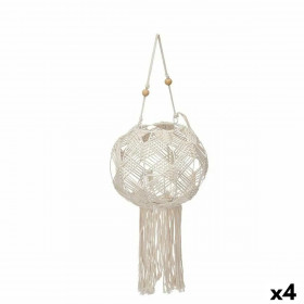 Candleholder Macrame White Cotton 23 x 24 x 23 cm (4 Units)