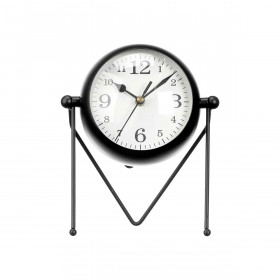 Table clock Black Metal 18 x 21 x 12 cm (4 Units)