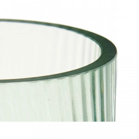 Vase Stripes Green Crystal 9,5 x 16,5 x 9,5 cm (8 Units)