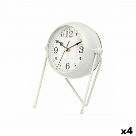 Table clock White Metal 18 x 21 x 12 cm (4 Units)