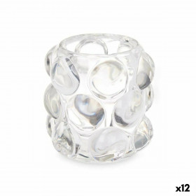 Candleholder Microbeads Transparent Crystal 8,4 x 9 x 8,4 cm (12 Units)