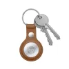 Crong Leather Case with Key Ring – Protective leather case with key ring for Apple AirTag 1/2 (brown)