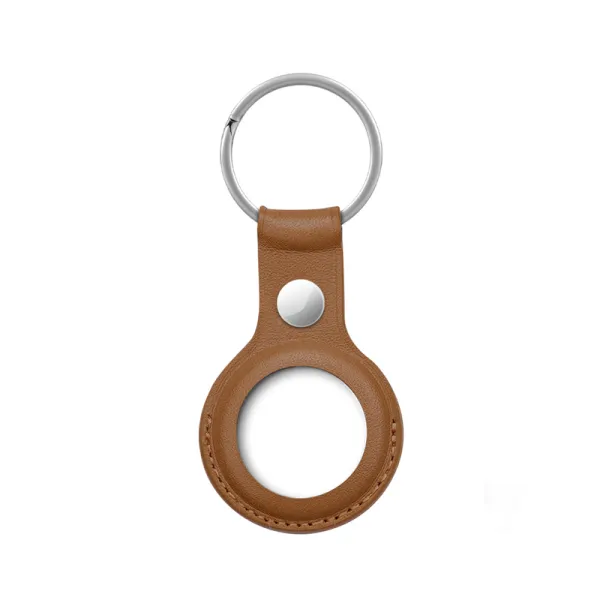 Crong Leather Case with Key Ring – Protective leather case with key ring for Apple AirTag 1/2 (brown)