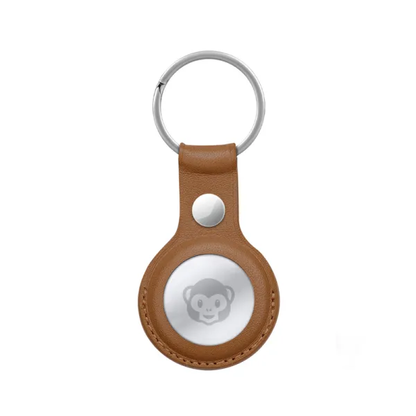 Crong Leather Case with Key Ring – Protective leather case with key ring for Apple AirTag 1/2 (brown)