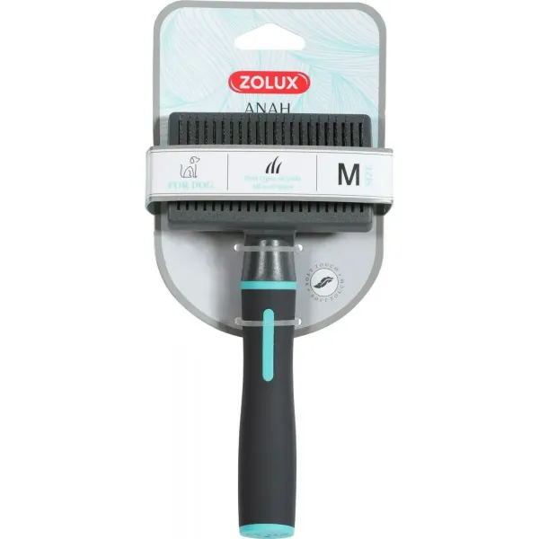 Dog Brush Zolux Anah Medium Retractable Turquoise Black/Blue