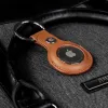 Crong Leather Case with Key Ring – Protective leather case with key ring for Apple AirTag 1/2 (brown)