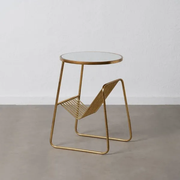 Small Side Table Golden Iron Mirror 48,5 x 43,5 x 66 cm