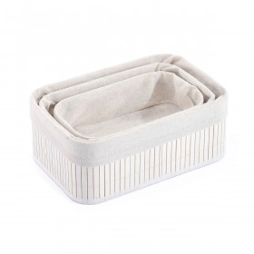Set of Baskets Confortime White Bamboo (3 Pieces) (6 Units)