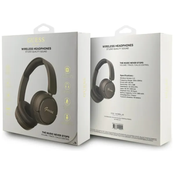 Guess Metal Logo Script - Wireless Over-Ear Headphones Bluetooth V5.3 (brown)