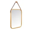 Hanging mirror Natural Leather Bamboo Rectangular 34 x 41,5 x 1,5 cm (6 Units)