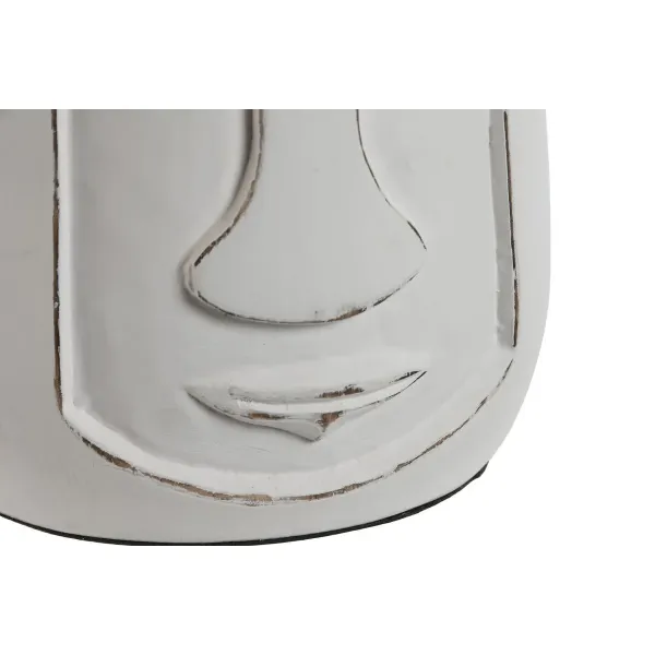 Vase Home ESPRIT White Mango wood Modern Face 15 x 15 x 30 cm