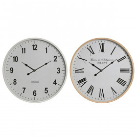 Wall Clock Home ESPRIT White Crystal MDF Wood 53 x 6 x 53 cm (2 Units)