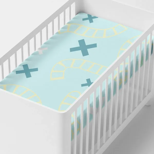 Fitted sheet HappyFriday HAPPYNOIS Multicolour Light Blue 60 x 120 x 14 cm