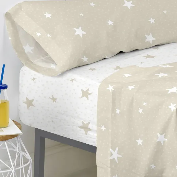 Fitted sheet HappyFriday BASIC KIDS Beige 90 x 200 x 32 cm