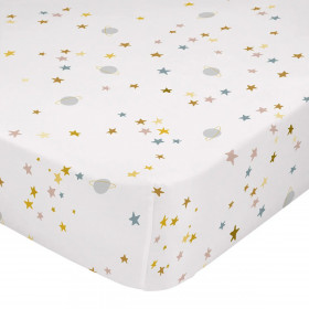 Fitted sheet HappyFriday Saturn Multicolour 105 x 200 x 32 cm