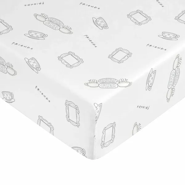 Fitted bottom sheet Friends Multicolour Single
