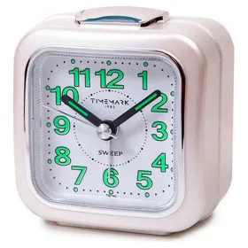 Аналоговые часы-будильник Timemark Белый Бесшумный cо звуком Ночной режим (7.5 x 8 x 4.5 cm)