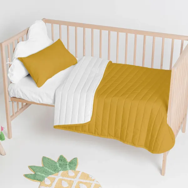Bedspread (quilt) HappyFriday Basic Kids Dash Mustard 100 x 130 cm