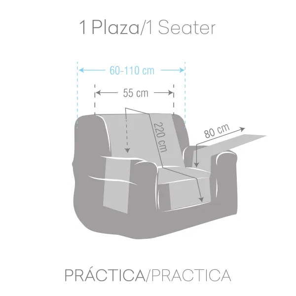 Sofa Cover Eysa VALERIA Grey 100 x 110 x 55 cm