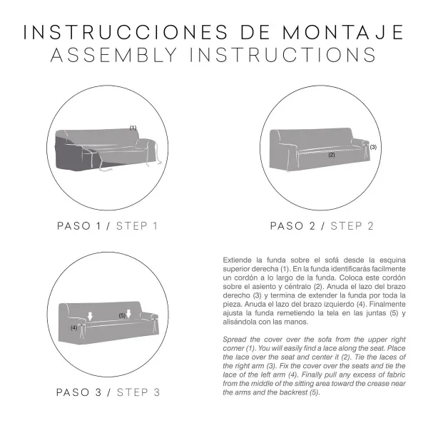 Sofa Cover Eysa VALERIA Dark grey 100 x 110 x 180 cm