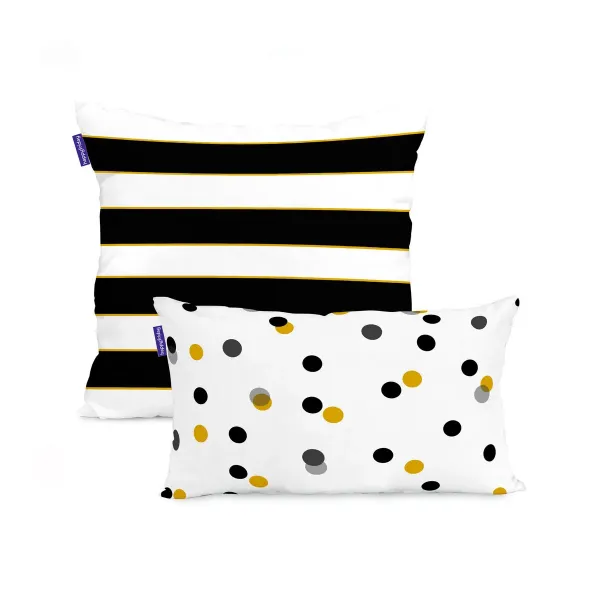 Cushion cover HappyFriday Blanc Mustard Multicolour 2 Pieces