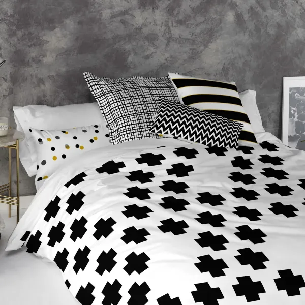 Cushion cover HappyFriday Blanc Mustard Multicolour 2 Pieces