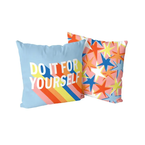 Cushion cover HappyFriday Aware Do it Multicolour 50 x 50 cm 2 Pieces