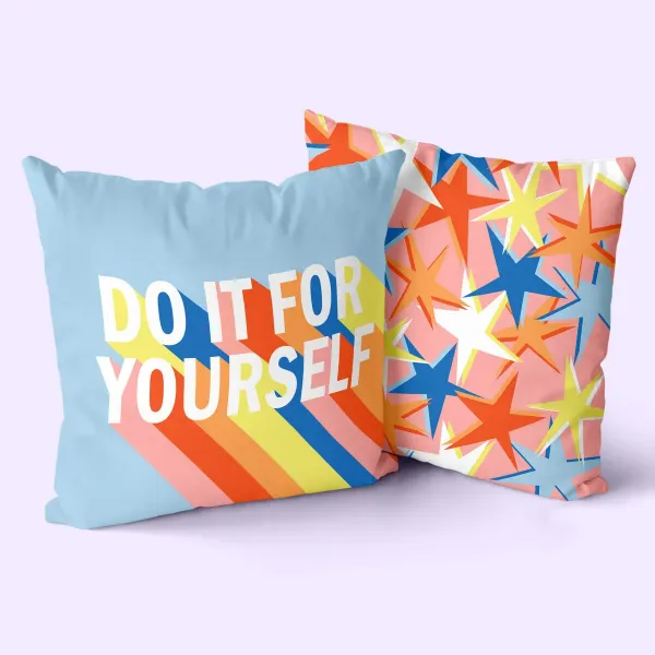 Cushion cover HappyFriday Aware Do it Multicolour 50 x 50 cm 2 Pieces