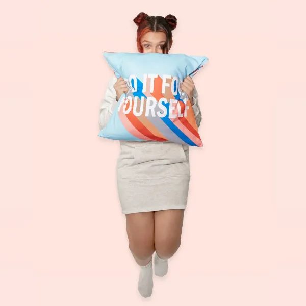 Cushion cover HappyFriday Aware Do it Multicolour 50 x 50 cm 2 Pieces